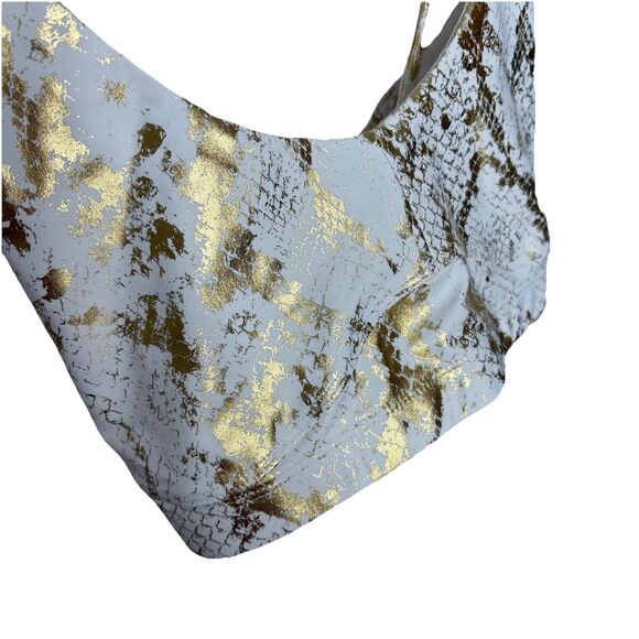 Carbon38 Gold Metallic Animal Snake Skin Print Athletic Leggings and Bra Sz L - Picture 6 of 11